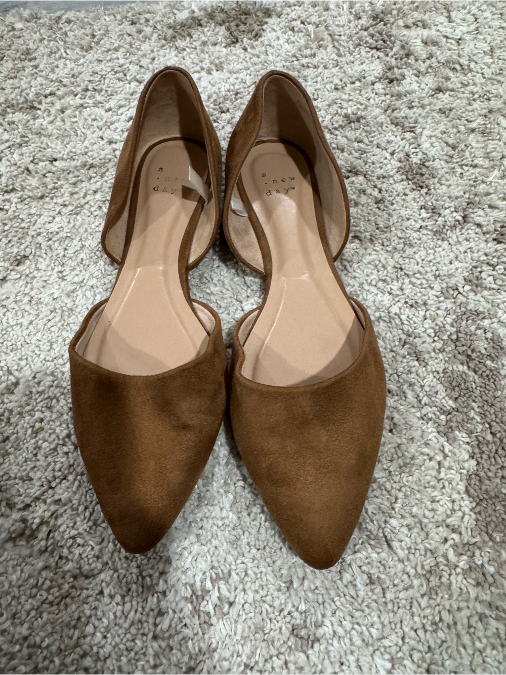 a new day Brown Suede Pointed D'Orsay Flats